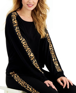 Jenni On Repeat Animal Stripe Sleep Top Deep Black thumbnail 1
