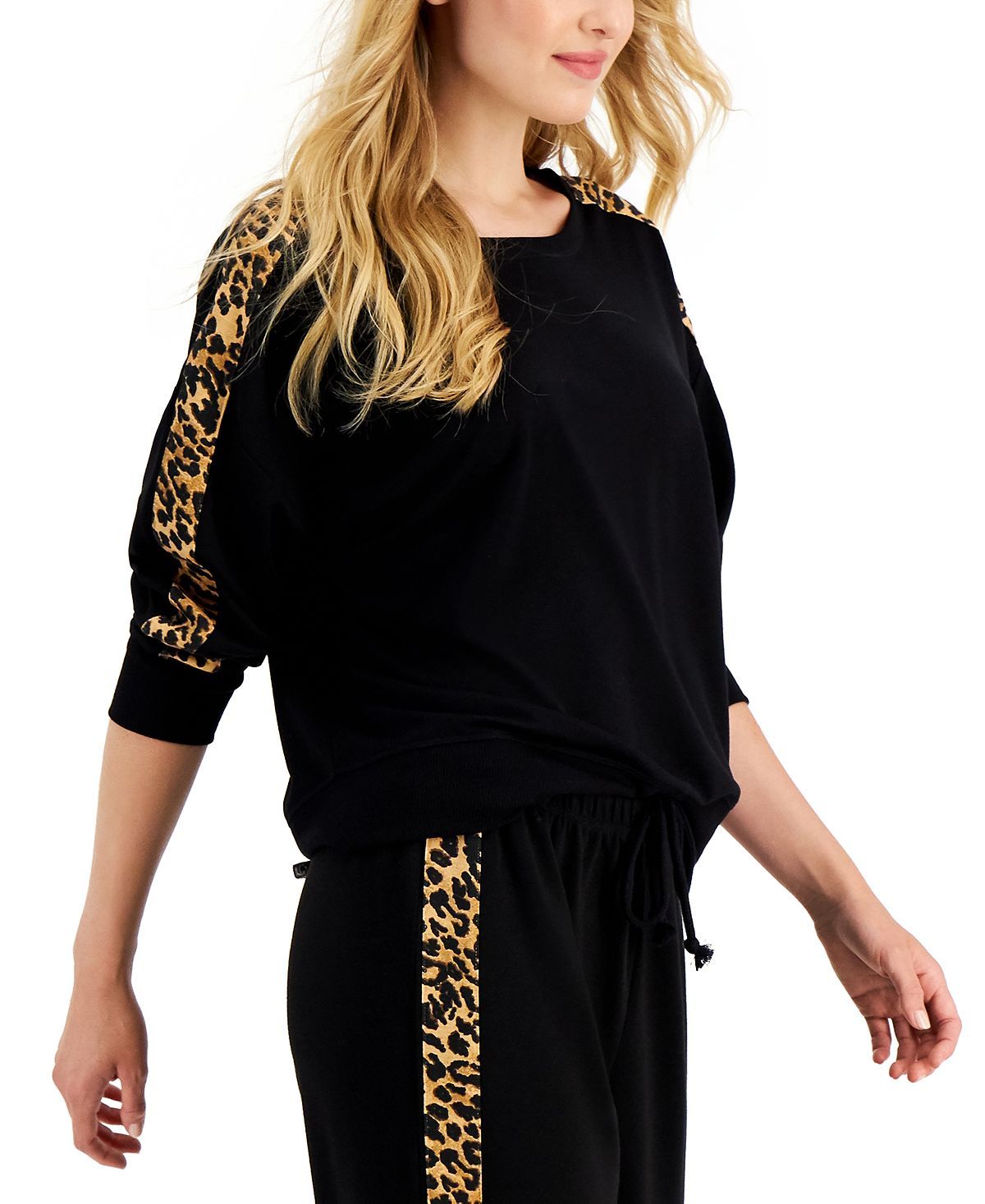 Jenni On Repeat Animal Stripe Sleep Top Deep Black