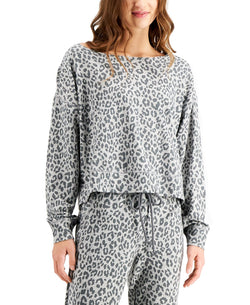 Jenni On Repeat Super Soft Crew Sleep Top Leopard thumbnail 2