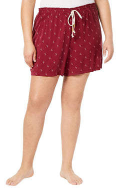 Jenni PLUS Lightweight Lounge Short in Burgundy Outlined Flamingo thumbnail 2