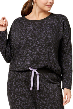 Jenni PLUS Printed Lounge Top in Charcoal/Purple Space-Dye thumbnail 1