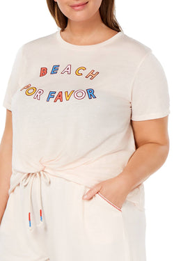 Jenni PLUS Twist Front Lounge Top in 'Beach Por Favor' thumbnail 1