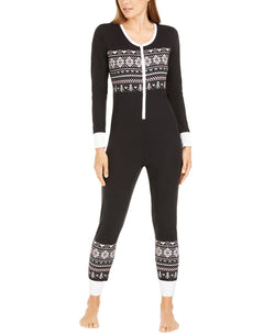 Jenni Printed Thermal One Piece Pajama Placed Fairisle thumbnail 1