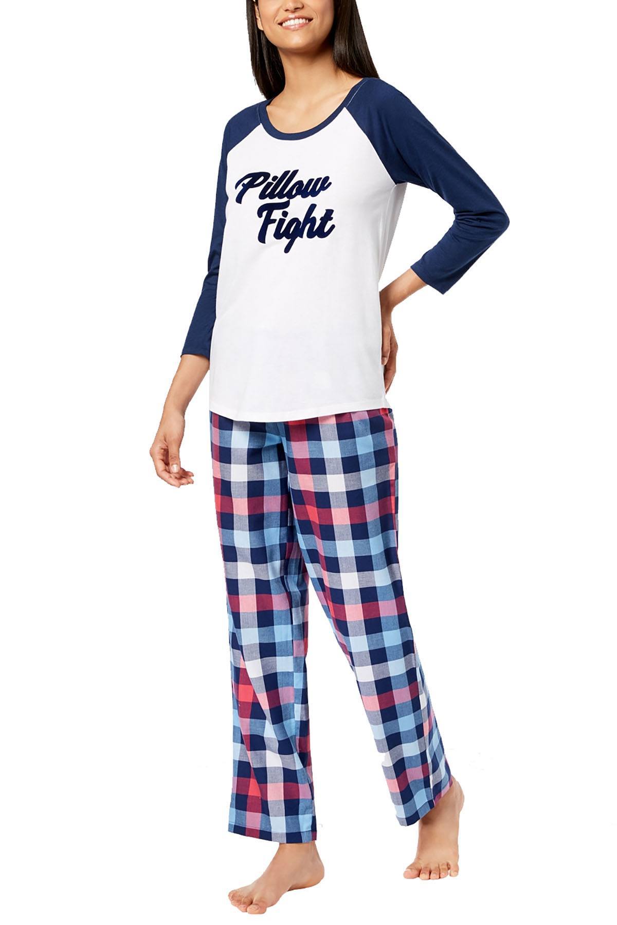 Jenni Raglan Sleeve Graphic Print Lounge Top in Pillow Fight Navy