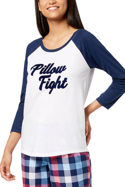 Jenni Raglan Sleeve Graphic Print Lounge Top in Pillow Fight Navy thumbnail 1