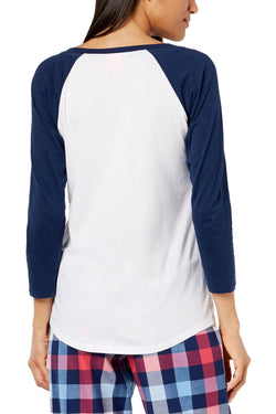 Jenni Raglan Sleeve Graphic Print Lounge Top in Pillow Fight Navy thumbnail 2
