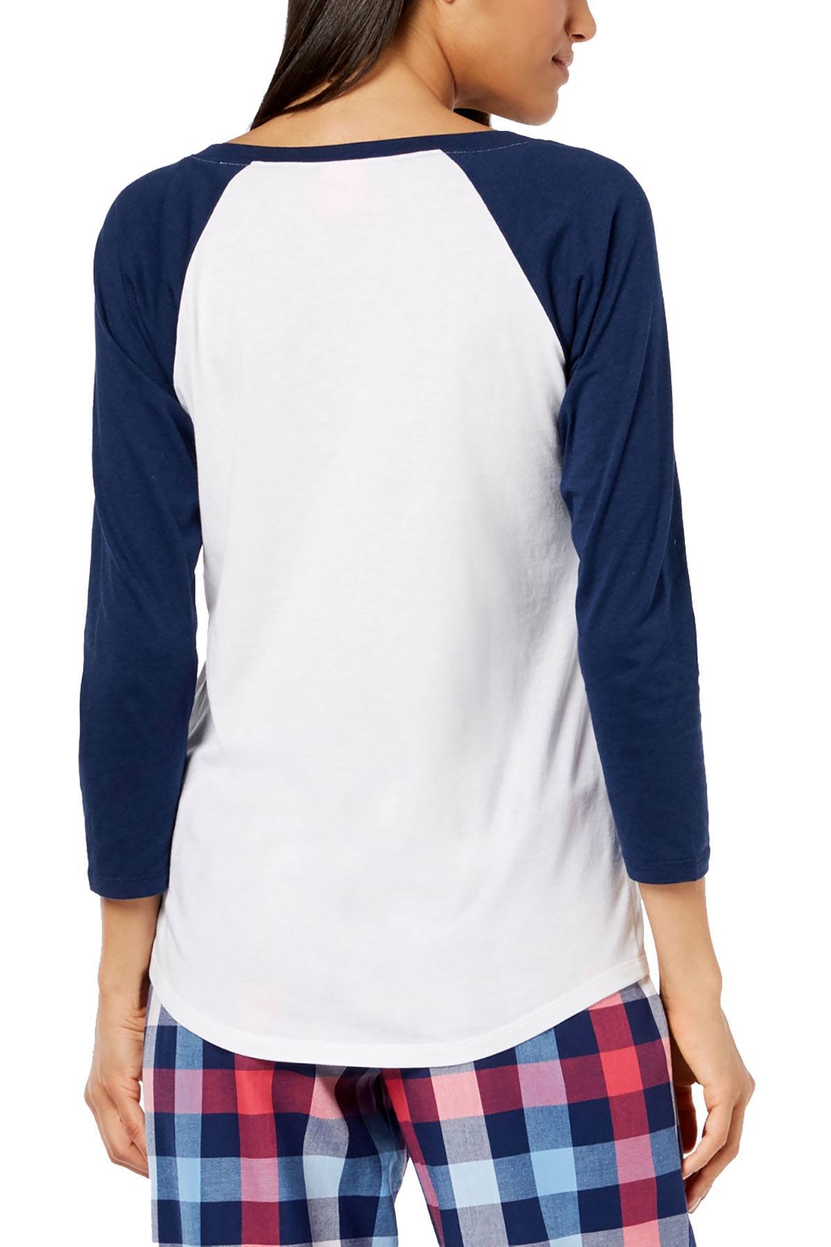 Jenni Raglan Sleeve Graphic Print Lounge Top in Pillow Fight Navy