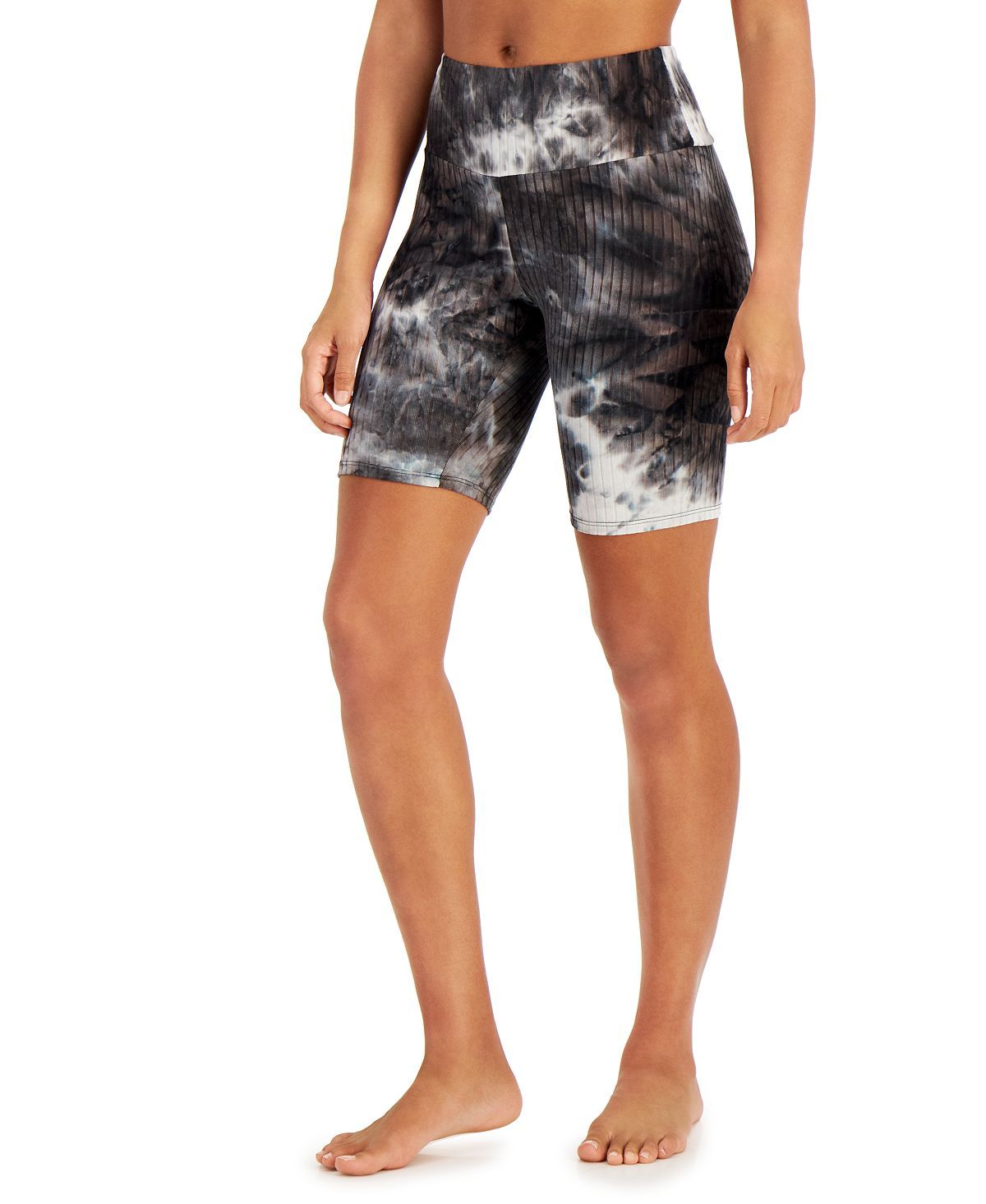 Jenni Ribbed Bike Shorts Black Tie Dye