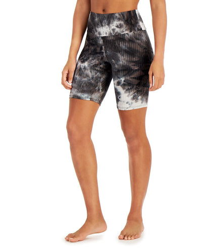 Jenni Ribbed Bike Shorts Black Tie Dye
