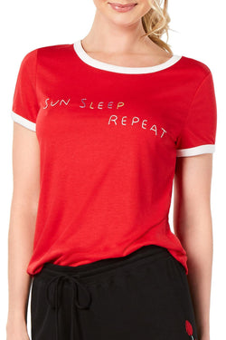 Jenni Ringer T-Shirt in Sun Sleep Embroidered Red thumbnail 1