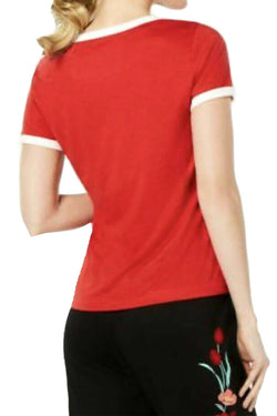 Jenni Ringer T-Shirt in Sun Sleep Embroidered Red thumbnail 2