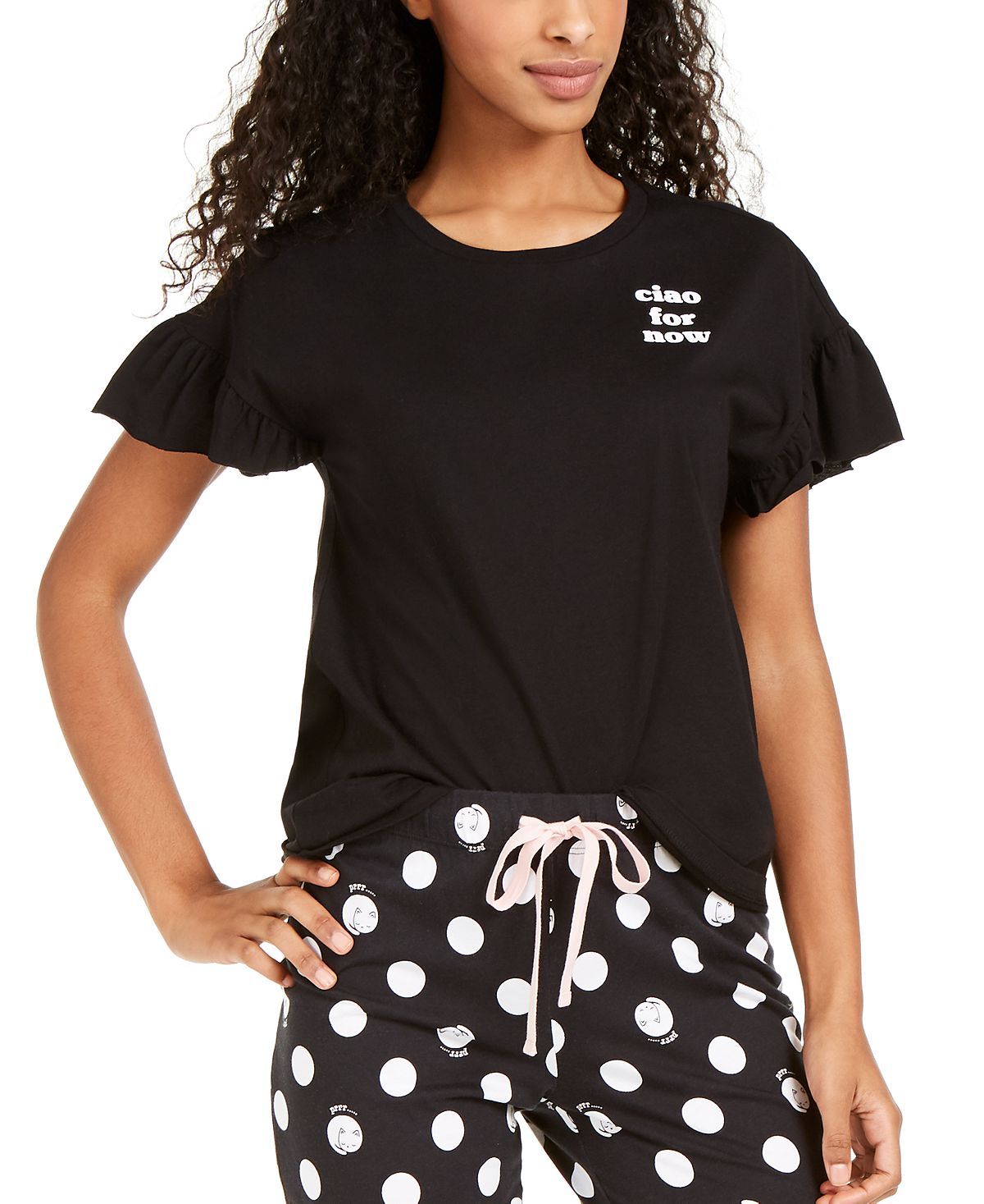 Jenni Ruffle-sleeve Pajama T-shirt Ciao For Now