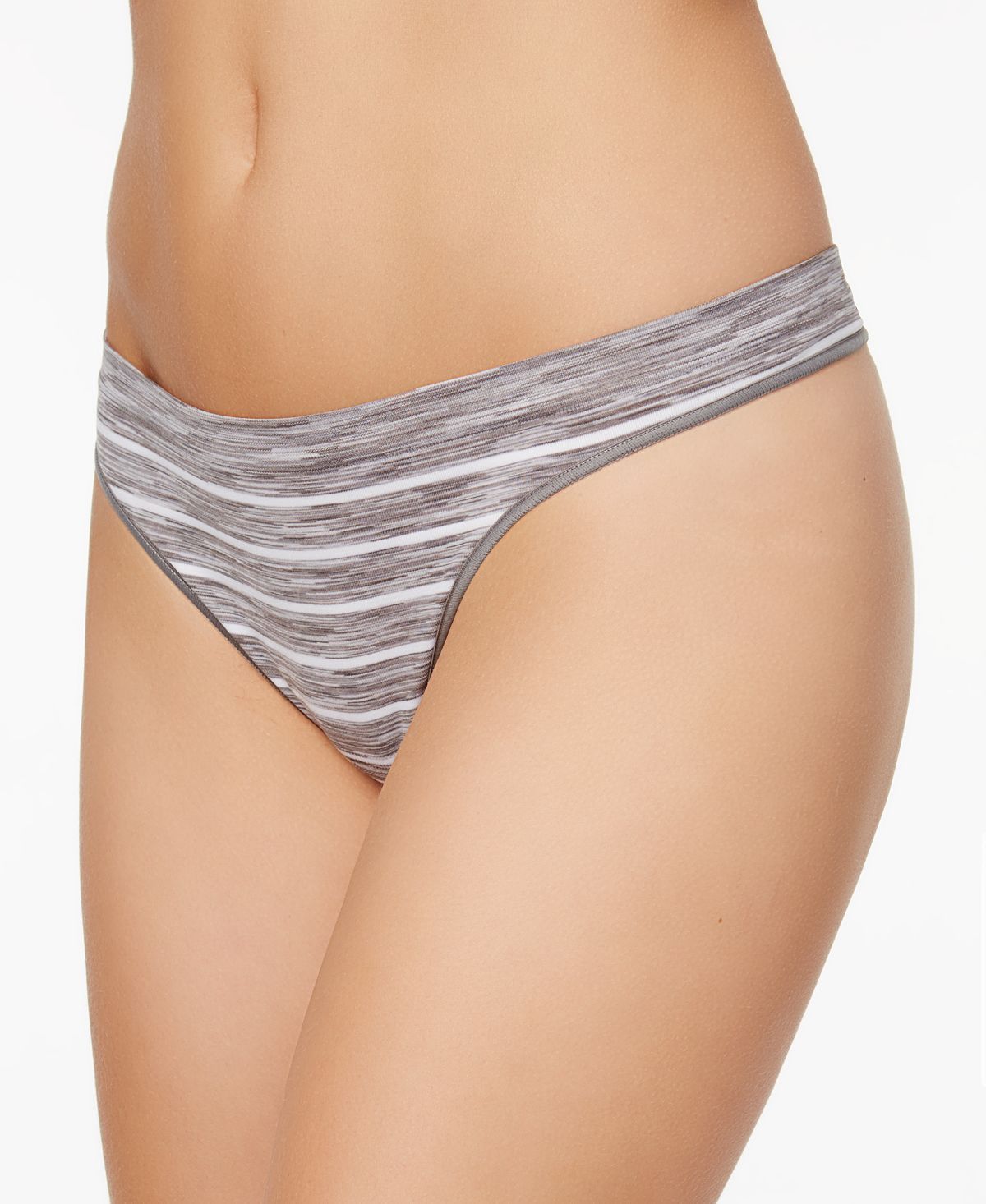 Jenni Seamless Thong Underwear Grey Spacedye Stripe