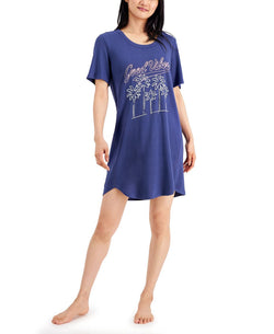 Jenni Short Sleeve Printed Sleep Shirt Good Vibes thumbnail 1