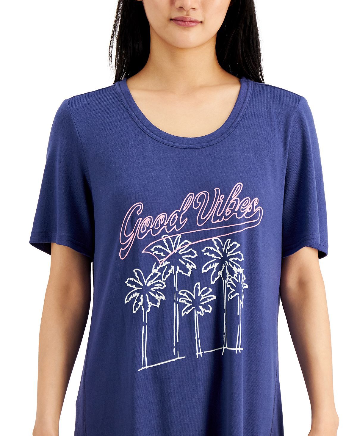 Jenni Short Sleeve Printed Sleep Shirt Good Vibes