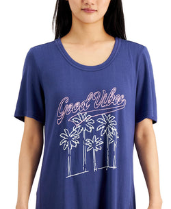 Jenni Short Sleeve Printed Sleep Shirt Good Vibes thumbnail 2