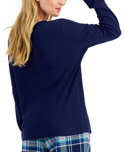 Jenni Solid Long-sleeve Pajama Top Navy Sail thumbnail 3