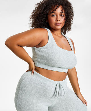 Jenni Style Not Fuzzy Knit Crop Top Dusty Jade