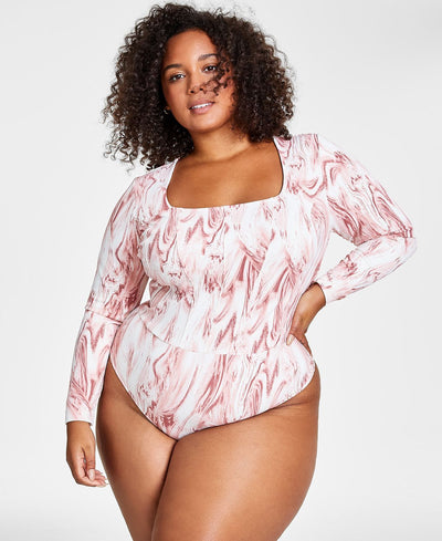 Jenni Style Not Long-sleeve Bodysuit Marble - Rose