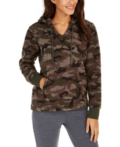 Jenni Wo Faux Sherpa Cozy Hoodie Camo