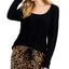 Jenni by fer Moore Womens Solid Long-Sleeve Pajama Top deep black