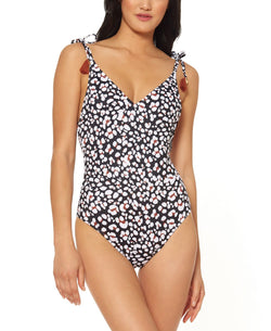 Jessica Simpson Cool Cat Printed Tassel Tie One-piece Swimsuit Leopard Multi thumbnail 1