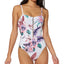 Jessica Simpson Floral-print Button One-piece Swimsuit White Multi