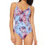Jessica Simpson Palmy Days Printed Smocked-sides One-piece Swimsuit Lilac Multi
