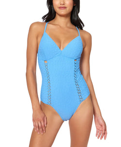 Jessica Simpson Rose Bay Textured One-piece Swimsuit Eyeshadow thumbnail 1