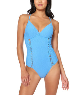 Jessica Simpson Rose Bay Textured One-piece Swimsuit Eyeshadow thumbnail 1