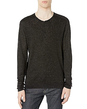 John Varvatos Collection Linen Textured Stitch Regular Fit Henley