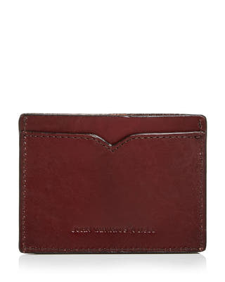 John Varvatos Star Usa Scored Leather Card Case Burgundy
