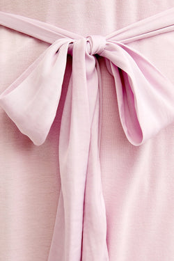 Josie By Natori Sweet Street Satin Detail Wrap Robe in Tea Pink thumbnail 3
