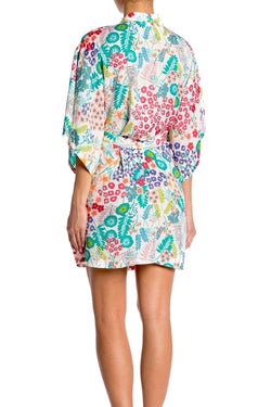 Josie by Natori Lotus Bouquet Kimono Wrap Robe in White/Multi thumbnail 2