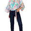 Josie by Natori Lotus Bouquet Kimono Wrap Robe in White/Multi