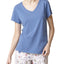 Kendall + Kylie Hue Wo Solid Short Sleeve V-neck Pajama T-shirt Blue Horizon