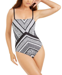 Kenneth Cole Printed Strapless One-piece Swimsuit Black/White thumbnail 4