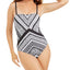 Kenneth Cole Printed Strapless One-piece Swimsuit Black/White