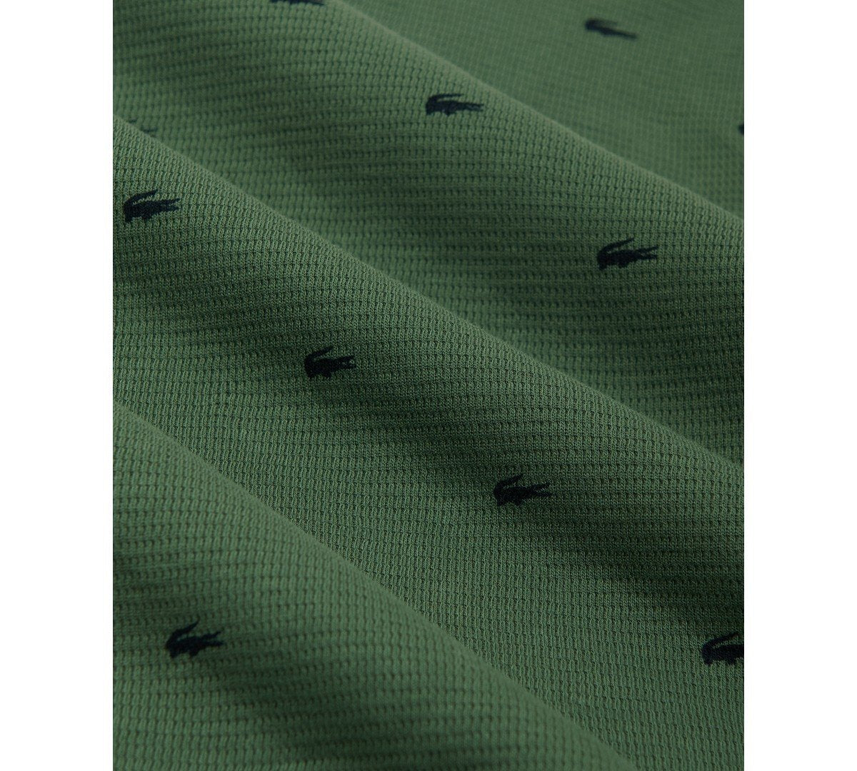 Lacoste All Over Croc Print Long - Sleeve Thermal Sleep Shirt - GREEN
