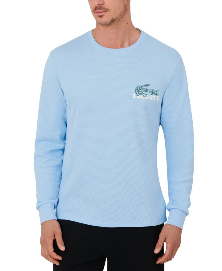Lacoste Croc Thermal Waffle Sleep Shirt - Light Blue