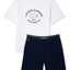 Lacoste Pajama Logo T - Shirt & Shorts Set - White