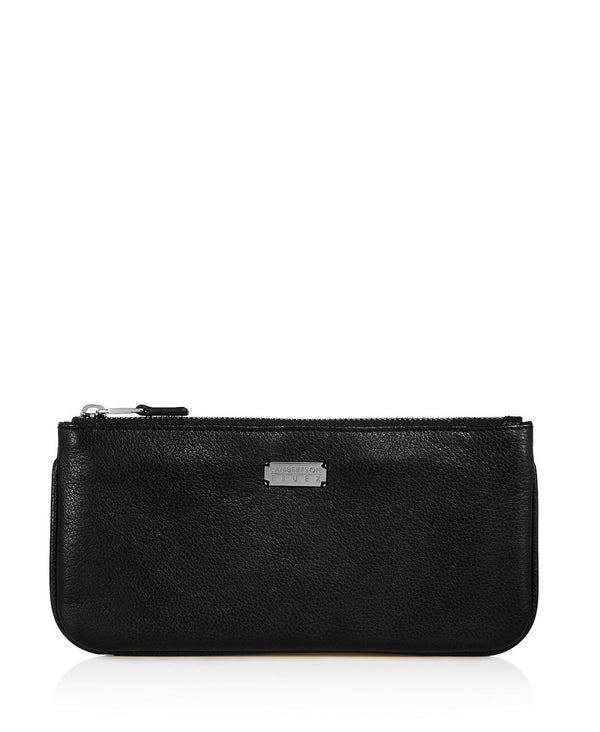 Lambertson Truex Medium Pebbled Leather Zip Pouch Black
