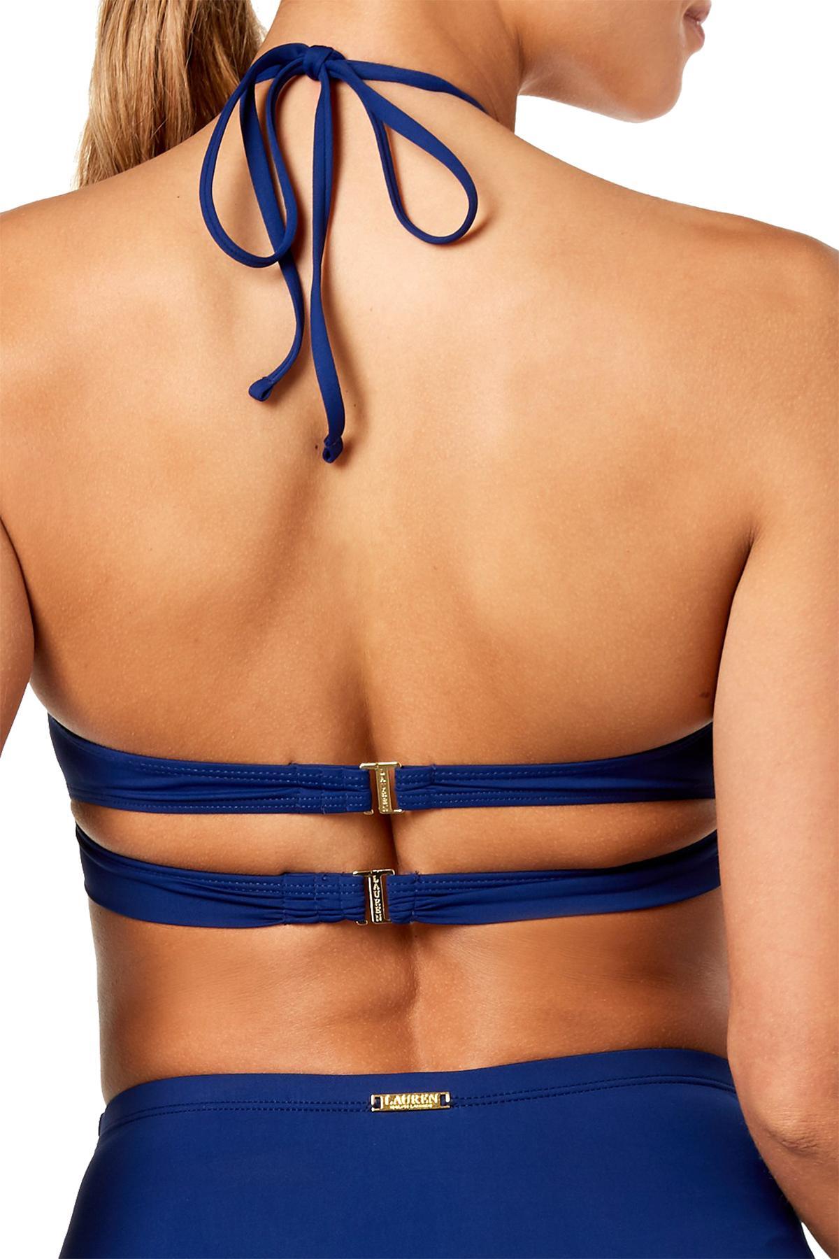 Lauren Ralph Lauren Beach Club Solids Beaded Halter Bikini Top in Indigo
