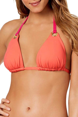 Lauren Ralph Lauren Beach Club Solids Halter Bikini Top in Pink/Coral thumbnail 2