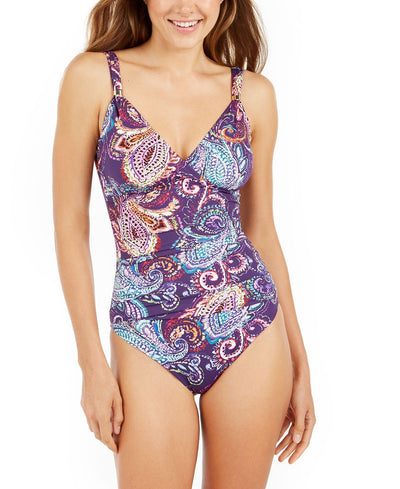 Lauren Ralph Lauren Captiva Paisley-print Underwire One-piece Swimsuit Eggplant Paisley