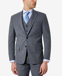 Lauren Ralph Lauren Classic-fit Wool Stretch Suit Jacket Grey/Blue Plaid thumbnail 1