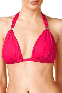 Lauren Ralph Lauren Triangle Halter Bikini Top in Raspberry thumbnail 2