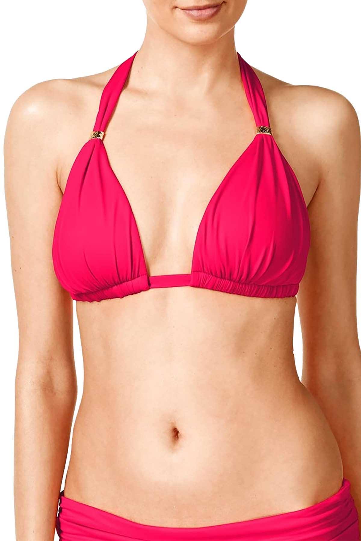 Lauren Ralph Lauren Triangle Halter Bikini Top in Raspberry