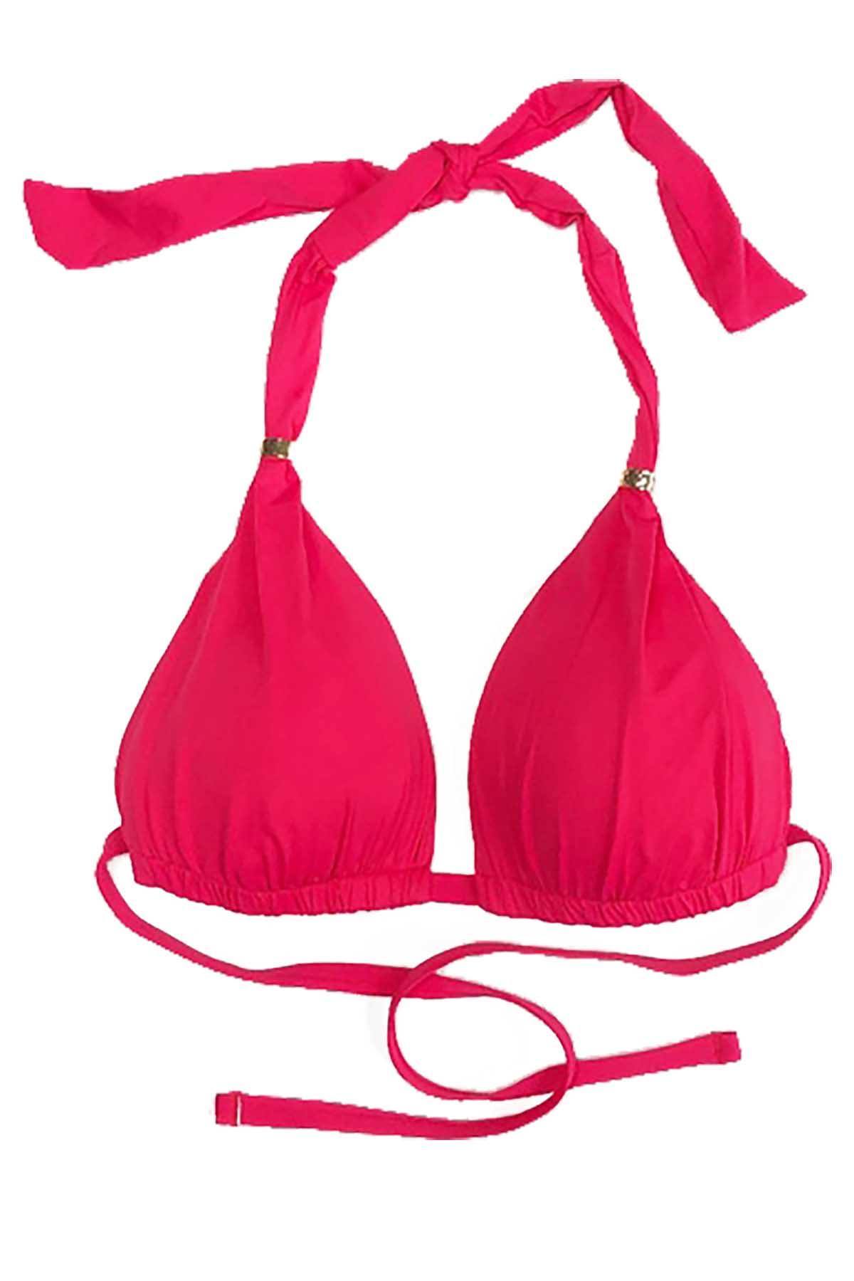 Lauren Ralph Lauren Triangle Halter Bikini Top in Raspberry