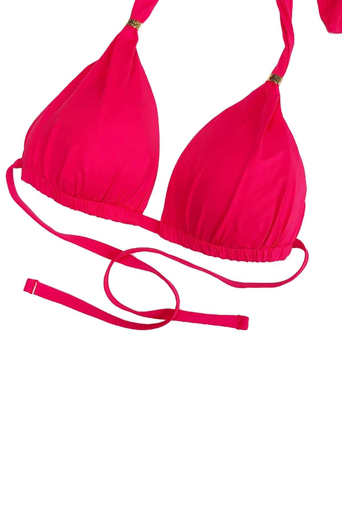 Lauren Ralph Lauren Triangle Halter Bikini Top in Raspberry